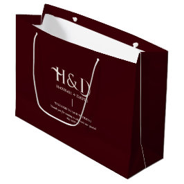Burgund & Elfenbein  Monogram Hochzeits-Empfangs-G Große Geschenktüte