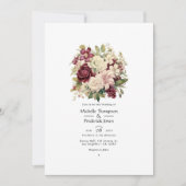 Burgund, Elfenbeinküche und Blumenzehen Einladung (Vorderseite)