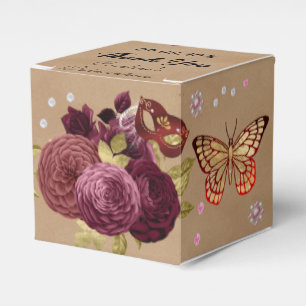 Burgund Englisch Rose Chic Quinceañera Masquerade Geschenkschachtel