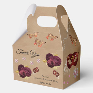 Burgund Englisch Rose, Quinceañera Masquerade Geschenkschachtel
