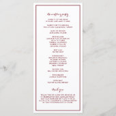 Burgund essen Drink und Verheiratet Hochzeit sein Programm (Rückseite)