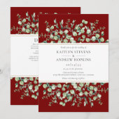 Burgund Eukalyptus - alles in einer Hochzeit Einladung (Vorne/Hinten)