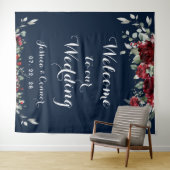 Burgund Eukalyptus Willkommen bei unserer Hochzeit Wandteppich (Beispiel (Horizontal))