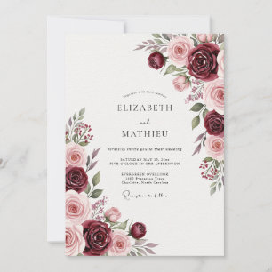 Burgund Exquisite Botanische Hochzeit Einladung