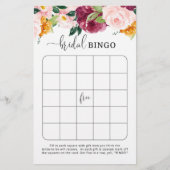 Burgund Fall Brautparty Bingo Spiel (Vorderseite)