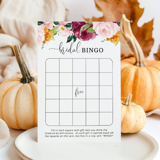 Burgund Fall Brautparty Bingo Spiel