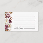 Burgund Fall Brautparty Date Night Cards Begleitkarte (Rückseite)