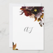 Burgund Fall floral rustikale elegante Drehbuch Ho Einladung (Rückseite)