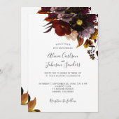 Burgund Fall floral rustikale elegante Drehbuch Ho Einladung (Vorne/Hinten)