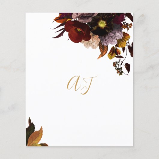 Burgund Fall florale rustikale BUDGET Hochzeit ein (Rückseite)