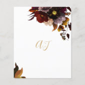 Burgund Fall florale rustikale BUDGET Hochzeit ein Flyer (Hinten)