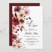 Burgund Fall in Liebe Weinkultur Rose Rosa Brautpa Einladung (Vorne/Hinten)