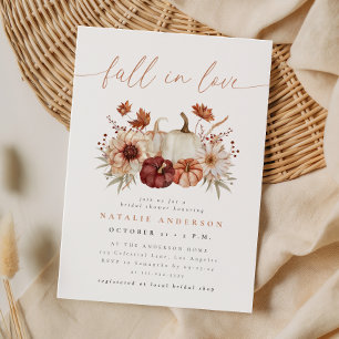 Burgund Fall in Love Floral Kürbis Junggesellinnen Einladung