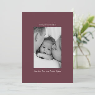 Burgund Familienfoto Frohe kleine Weihnachten