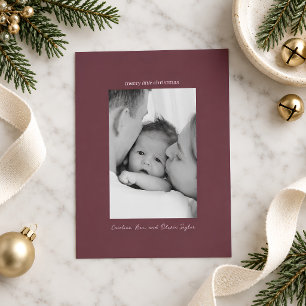 Burgund Familienfoto Frohe kleine Weihnachten