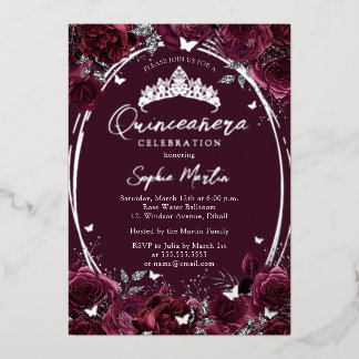 Burgund fasziniert den Blütenschmetterling Quincea Folieneinladung