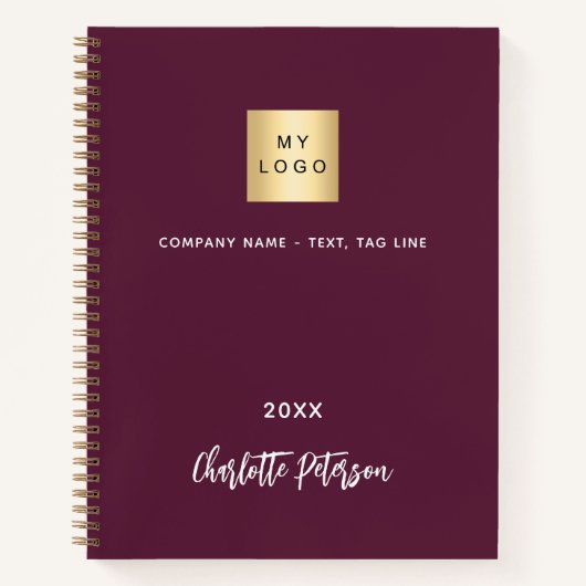 Burgund-Firmenlogo Notizblock (Vorderseite)