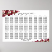 Burgund-Flora-27 Tische Hochzeitssitze Poster (Vorne)