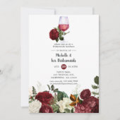 Burgund Flora Weinkultur und Erde Einladung (Vorderseite)