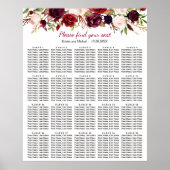 Burgund Floral 20 Tische Hochzeitstabelle Poster (Vorne)