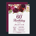 Burgund Floral 60. Geburtstagsparty Einladung<br><div class="desc">Burgund Floral 60. Geburtstagsparty Einladung für Frauen. Burgund Rot Geburtstagsparty Einladung. Burgund Watercolor Floral Blume. 13. 16. 18. 20. 21. 30. 50. 60. 70. 80. 90. 100., Any Ages. Printable Digital. Für weitere Anpassungen klicken Sie bitte auf die Schaltfläche "Anpassen" und verwenden Sie unser Designwerkzeug, um diese Vorlage zu ändern....</div>