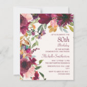 Burgund Floral 80. Geburtstag Großmutter (Vorderseite)