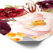 Burgund Floral Antlers Begrüßungszeichen Poster (Ecke)