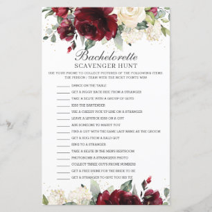 Burgund Floral Bachelorette Scavenger Jagdspiel