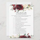 Burgund Floral Bachelorette Scavenger Jagdspiel Einladung (Vorderseite)