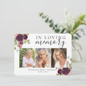 Burgund-Floral-Beerdigung Dankeskarte (Stehend Vorderseite)