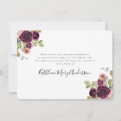 Burgund-Floral-Beerdigung Dankeskarte (Rückseite)