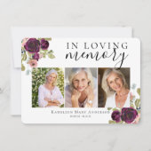 Burgund-Floral-Beerdigung Dankeskarte (Vorderseite)