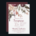 Burgund Floral Boho Vintag 30. Geburtstag Einladung<br><div class="desc">Elegante Vintage botanische Bordeaux und cremefarbene Aquarellblüten (Rose) und Grünpflanzen auf weißem Boho-Stil überraschen 30. Geburtstag Party Einladung. Text,  Schriftart,  Schriftart und Farbe sind vollständig anpassbar,  sodass diese Karte perfekt auf Ihre Bedürfnisse Anzug.</div>