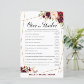 Burgund Floral Brautparty Game, Polterabend (Stehend Vorderseite)