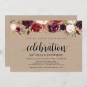 Burgund Floral Elopement Empfang Kraft lädt ein Einladung (Vorne/Hinten)