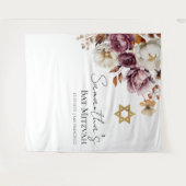 Burgund Floral Fall Bat Mitzvah Hintergrund Wandteppich (Vorderseite (Horizontal))