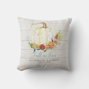 Burgund Floral Fall in Liebe White Pumpkin Hochzei Kissen