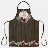 Burgund Floral Fall Rustikales Holz w White Pumpki Schürze (Vorderseite)