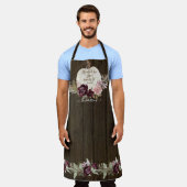 Burgund Floral Fall Rustikales Holz w White Pumpki Schürze (Getragen)