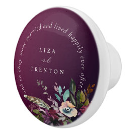 Burgund Floral glücklich je nach Zitat Keramikknauf