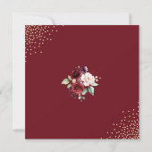 Burgund Floral Gold Foil Square Hochzeit Einladung (Rückseite)