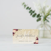 Burgund Floral Gold Glitzer Makeup COVID Safe Visitenkarte (Stehend Vorderseite)