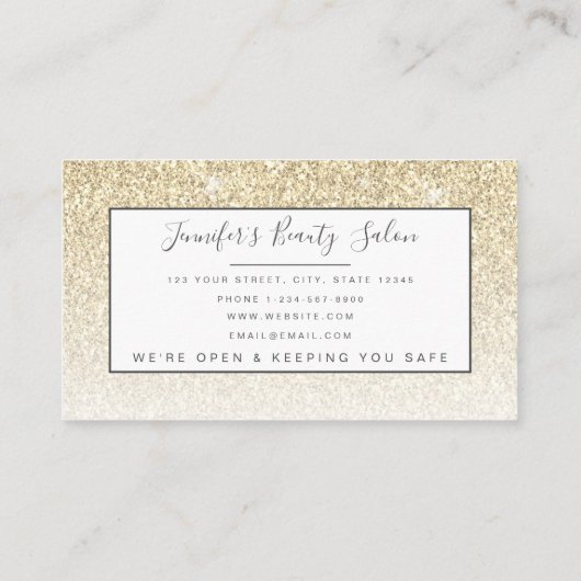 Burgund Floral Gold Glitzer Makeup COVID Safe Visitenkarte (Rückseite)