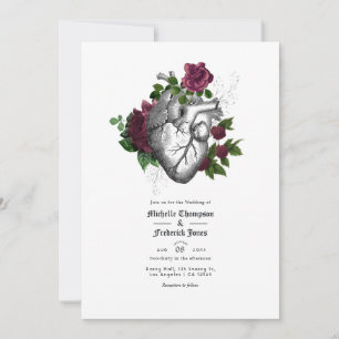 Burgund floral Gothic Hochzeitseinladung Einladung