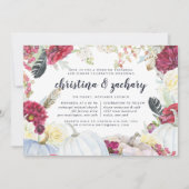 Burgund Floral & Herbst Pumpkin Probe Dinner Einladung (Vorderseite)