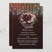 Burgund Floral Lantern Rustikale Probe Abendessen Einladung (Vorne/Hinten)