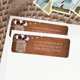 Burgund Floral Lights Mason Jar Rustikale Hochzeit