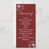 Burgund Floral Modern Wedding Zeremony Programm (Rückseite)
