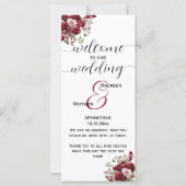 Burgund Floral Modern Wedding Zeremony Programm (Vorderseite)