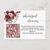 Burgund Floral Moderne QR Code Probe Dinner Begleitkarte (Vorderseite)